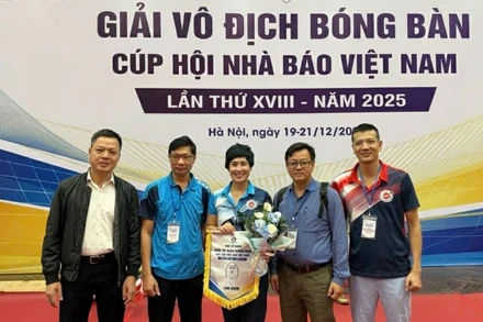 Đoàn vận động viên Báo Nhân Dân tham dự Giải vô địch bóng bàn Cúp Hội Nhà báo Việt Nam năm 2025.