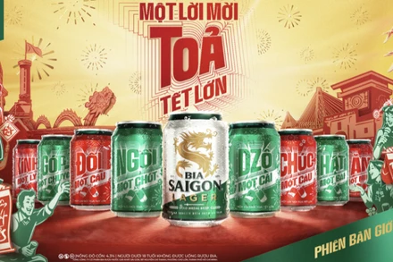 Bộ sưu tập giới hạn của Bia Saigon gồm 8 phiên bản lon, đại diện cho 8 cách gửi trao lời mời ngày Tết quen thuộc của người Việt.