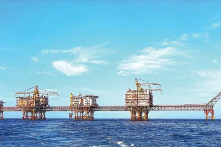 Cụm giàn khai thác ở mỏ Bạch Hổ.