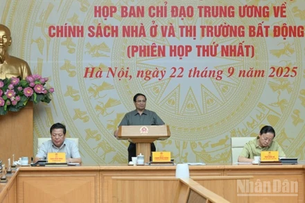 Thủ tướng Phạm Minh Chính chủ trì Phiên họp thứ nhất của Ban Chỉ đạo Trung ương về chính sách nhà ở và thị trường bất động sản. (Ảnh: TRẦN HẢI)