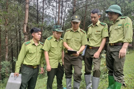 Lực lượng kiểm lâm tỉnh Sơn La phát huy tốt hiệu quả của thiết bị bay không người lái trong quản lý và bảo vệ rừng. (Ảnh: TUẤN NGHĨA)