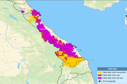 Bản đồ nguy cơ lũ quét, sạt lở đất đá trên các khu vực.