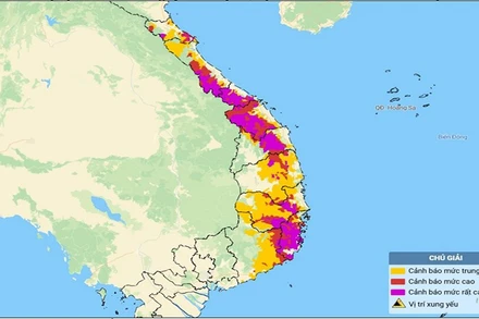 Bản đồ nguy cơ lũ quét, sạt lở đất đá trên các khu vực.