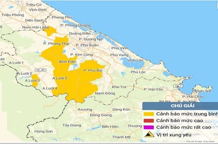 Bản đồ nguy cơ lũ quét, sạt lở đất đá trên các khu vực.
