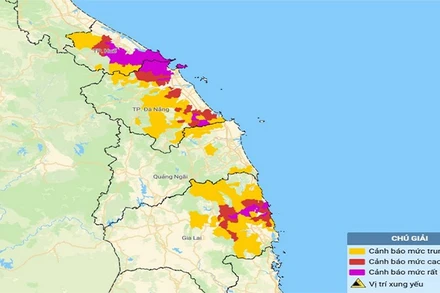 Bản đồ nguy cơ lũ quét, sạt lở đất đá trên các khu vực.