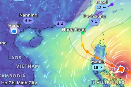 Vị trí bão Fung-Wong lúc 6 giờ 30 phút ngày 9/11. (Ảnh: Zoom Earth)