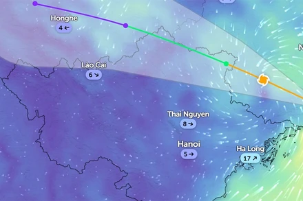Vị trí áp thấp nhiệt đới lúc 8 giờ 20 phút ngày 6/10. (Ảnh: Zoom Earth)