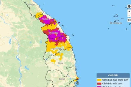 Bản đồ nguy cơ lũ quét, sạt lở đất đá trên các khu vực.