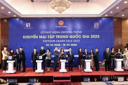 Các đại biểu thực hiện nghi thức phát động chương trình. Ảnh: Báo Công Thương