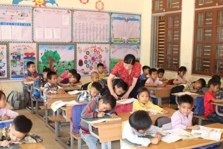 Một tiết học trẻ em vùng cao tại Lai Châu. (Ảnh: PV)