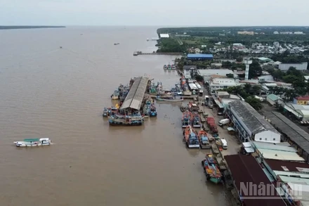 Cảng cá Trần Đề, thành phố Cần Thơ nhìn từ trên cao