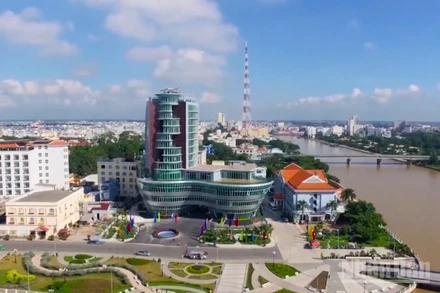 Một góc nội ô thành phố Cần Thơ nhìn từ trên cao.