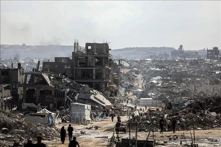 Cảnh đổ nát do xung đột tại Dải Gaza. (Ảnh: THX/TTXVN)