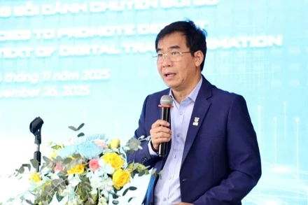 Tiến sĩ Lê Trường Sơn, Hiệu trưởng Trường đại học Luật Thành phố Hồ Chí Minh phát biểu tại hội thảo.