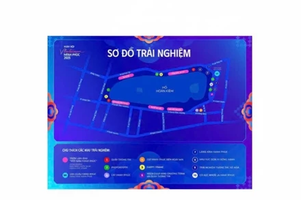 Sơ đồ trải nghiệm các hoạt động của Ngày hội Việt Nam hạnh phúc tại khu vực phố đi bộ hồ Hoàn Kiếm. 
