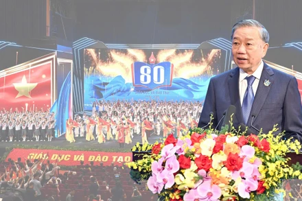 Sáng 5/9/2025, tại Hà Nội, Tổng Bí thư Tô Lâm phát biểu tại Lễ kỷ niệm 80 năm truyền thống ngành Giáo dục; đón nhận Huân chương Lao động hạng Nhất và khai giảng năm học mới 2025-2026. (Ảnh: ĐĂNG KHOA)