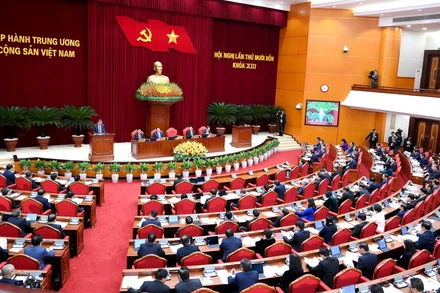 Hội nghị lần thứ 14 Ban Chấp hành Trung ương Đảng Cộng sản Việt Nam khóa XIII khai mạc trọng thể tại Thủ đô Hà Nội. (Ảnh: ĐĂNG KHOA)