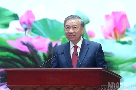 Tổng Bí thư Tô Lâm phát biểu tại cuộc gặp mặt.