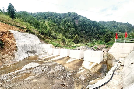 Công trình đập Sabo đầu tiên của Việt Nam tại bản Piệng, tỉnh Sơn La. Ảnh: Bình Minh