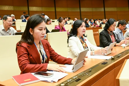 Các đại biểu Quốc hội dự phiên họp ngày 23/10. (Ảnh: DUY LINH)