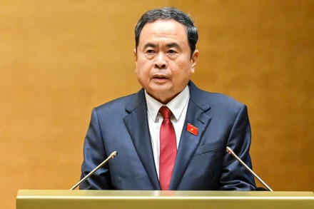 Chủ tịch Quốc hội Trần Thanh Mẫn trình bày dự thảo Báo cáo công tác nhiệm kỳ khoá XV của Quốc hội. (Ảnh: THỦY NGUYÊN)