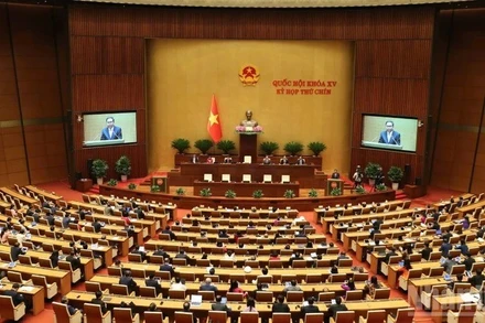 Quang cảnh phiên họp ở hội trường tại Kỳ họp thứ 9, Quốc hội khóa XV. (Ảnh: DUY LINH)