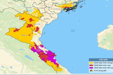 Bản đồ nguy cơ lũ quét, sạt lở đất đá trên các khu vực.