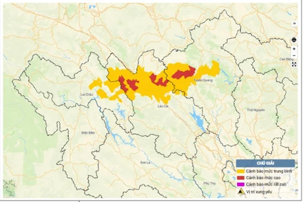 Bản đồ nguy cơ lũ quét, sạt lở đất đá trên các khu vực.