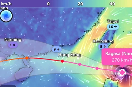 Vị trí bão Ragasa lúc 7 giờ 30 phút ngày 22/9. (Ảnh: Zoom Earth)