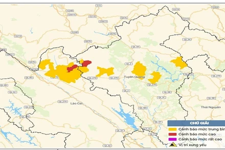Bản đồ nguy cơ lũ quét, sạt lở đất đá trên các khu vực.