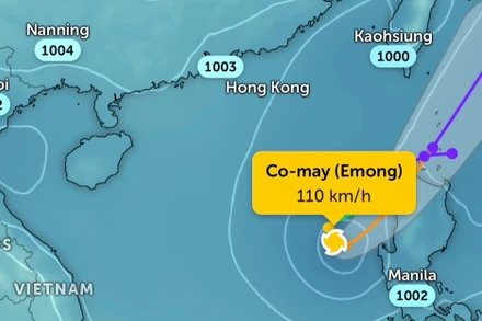 Bão số 4 đang ở bắc Biển Đông. (Ảnh: Zoom Earth)
