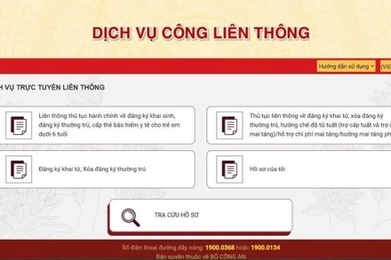 Đăng ký hộ tịch trên dịch vụ công trực tuyến quốc gia. (ẢNH CHỤP MÀN HÌNH)