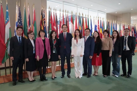 Đoàn công tác Việt Nam tham dự cuộc bỏ phiếu. (Ảnh: TTXVN)