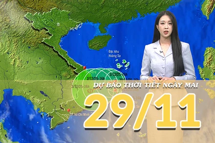 [Video] Dự báo thời tiết đêm nay và ngày mai 29/11/2025: Bão số 15 di chuyển chậm và đang suy yếu dần trên biển 