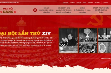 Giao diện Trang thông tin điện tử Đảng Cộng sản Việt Nam-Đại hội XIV.