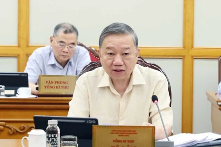 Tổng Bí thư Tô Lâm phát biểu tại cuộc họp. (Ảnh: TTXVN)