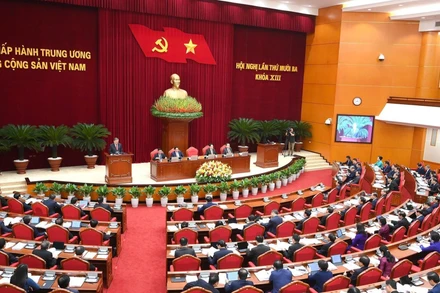 Toàn cảnh ngày làm việc thứ nhất Hội nghị lần thứ 13 Ban Chấp hành Trung ương Đảng khoá XIII. (Ảnh: ĐĂNG KHOA)