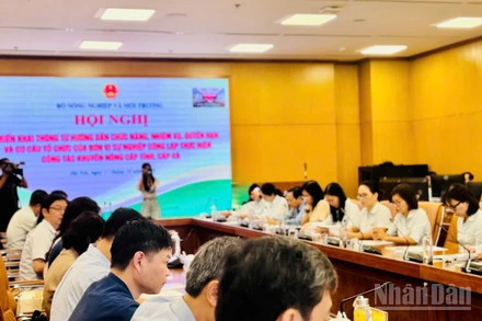 Điểm cầu chính của hội nghị tại trụ sở Bộ Nông nghiệp và Môi trường ở Hà Nội. (Ảnh: HNV)