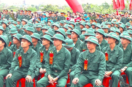 Chiến sĩ mới của tỉnh Quảng Trị trong ngày nhập ngũ.