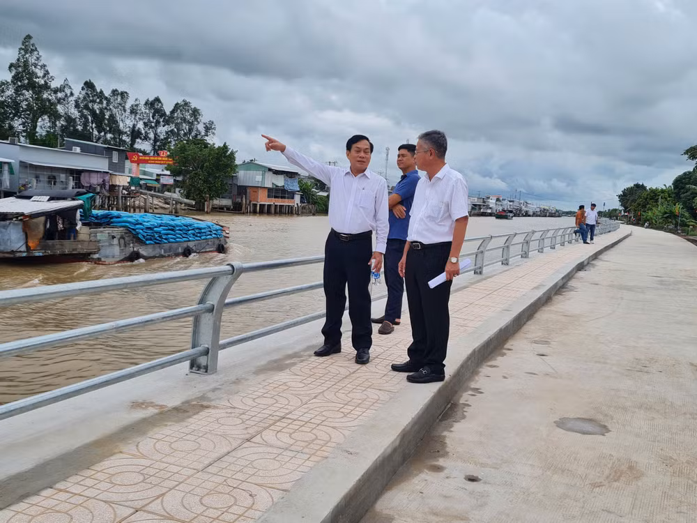 Kè sông Cái Sắn mới khánh thành phát huy hiệu quả trong phòng, chống sạt lở.