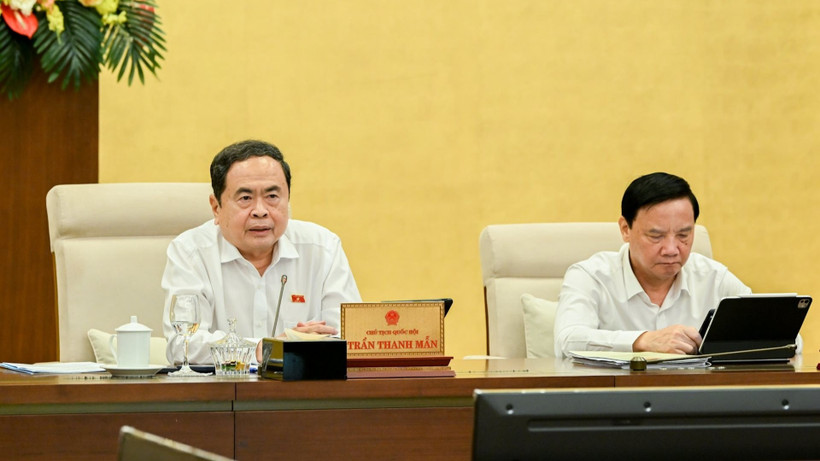 Chủ tịch Quốc hội Trần Thanh Mẫn phát biểu ý kiến tại phiên họp. (Ảnh: ĐĂNG ANH)