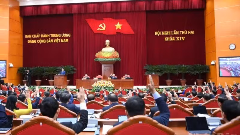 Toàn cảnh phiên bế mạc Hội nghị lần thứ hai Ban Chấp hành Trung ương Đảng Cộng sản Việt Nam khóa XIV. (Ảnh: ĐĂNG KHOA)