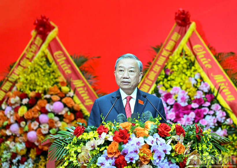 Tổng Bí thư Tô Lâm phát biểu chỉ đạo Đại hội đại biểu Đảng bộ Chính phủ lần thứ I, nhiệm kỳ 2025-2030. (Ảnh: DUY LINH-TRẦN HẢI)