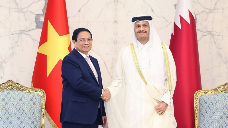 Thủ tướng Phạm Minh Chính hội đàm với Thủ tướng Nhà nước Qatar Sheikh Mohammed bin Abdulrahman bin Jasim Al-Thani tháng 11/2024. (Ảnh/TTXVN)