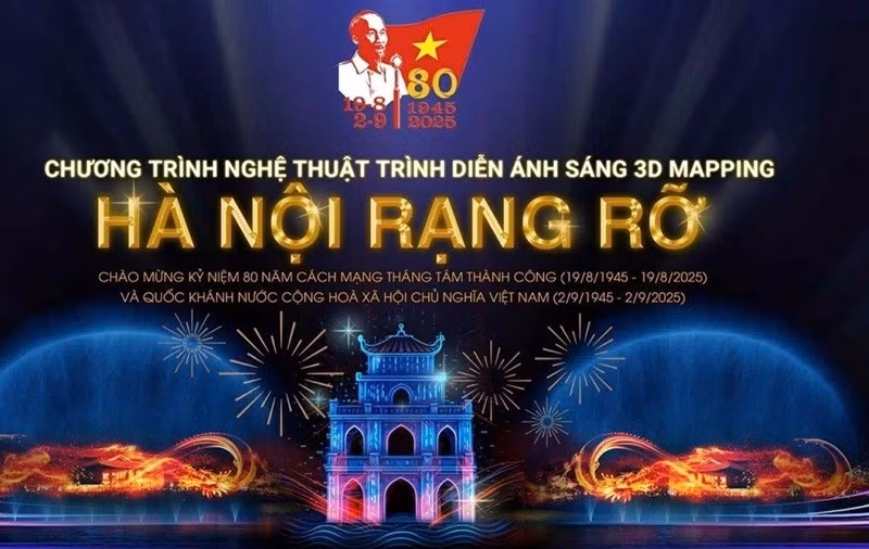 Những hình ảnh ánh sáng 3D sẽ tái hiện các biểu tượng lịch sử, văn hóa Thăng Long-Hà Nội qua các thời kỳ.