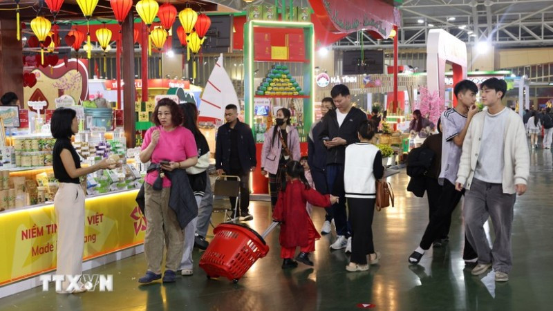 Người dân háo hức mua sắm tại Hội chợ Mùa Xuân lần thứ nhất. (Ảnh: Quốc Khánh/TTXVN)