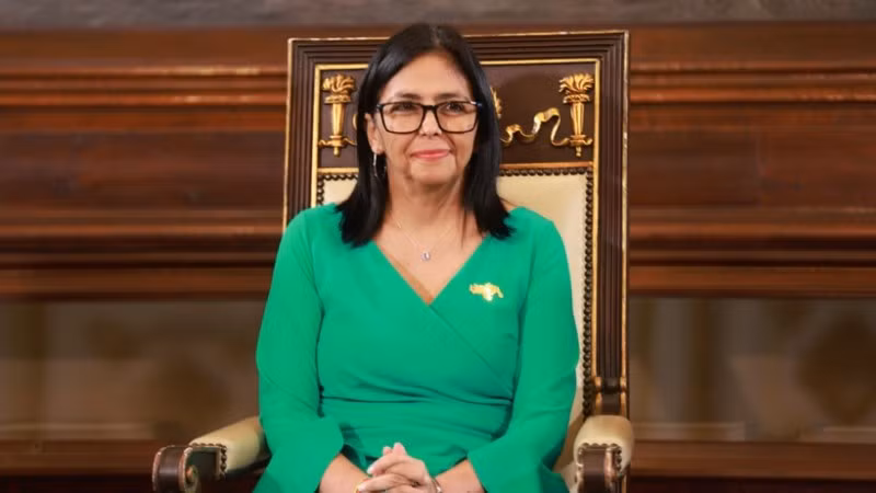 Bà Delcy Rodriguez tại lễ tuyên thệ nhậm chức Tổng thống lâm thời Venezuela, ở Caracas, ngày 5/1/2026. (Ảnh: THX/TTXVN) 