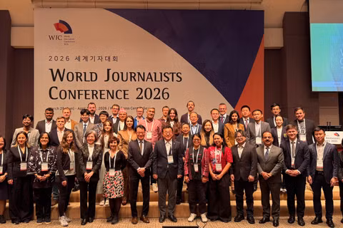 Các nhà báo tham dự Hội nghị Nhà báo Thế giới 2026 tại Hàn Quốc. Ảnh: BTC