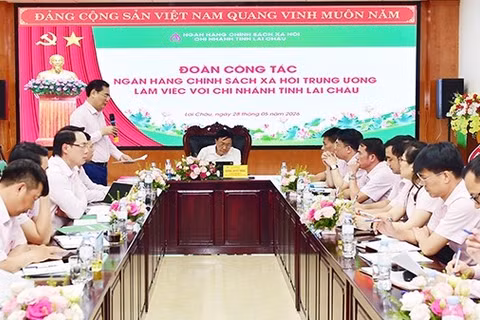 Đoàn công tác Ngân hàng Chính sách xã hội Trung ương làm việc tại Lai Châu.