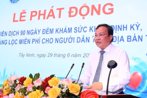 Chủ tịch Ủy ban nhân dân tỉnh Tây Ninh Lê Văn Hẳn phát biểu.